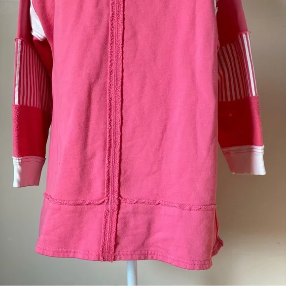 Free People We The Free Clean Prep Pink Long Sleeve Oversized Polo size Small - Picture 7 of 10